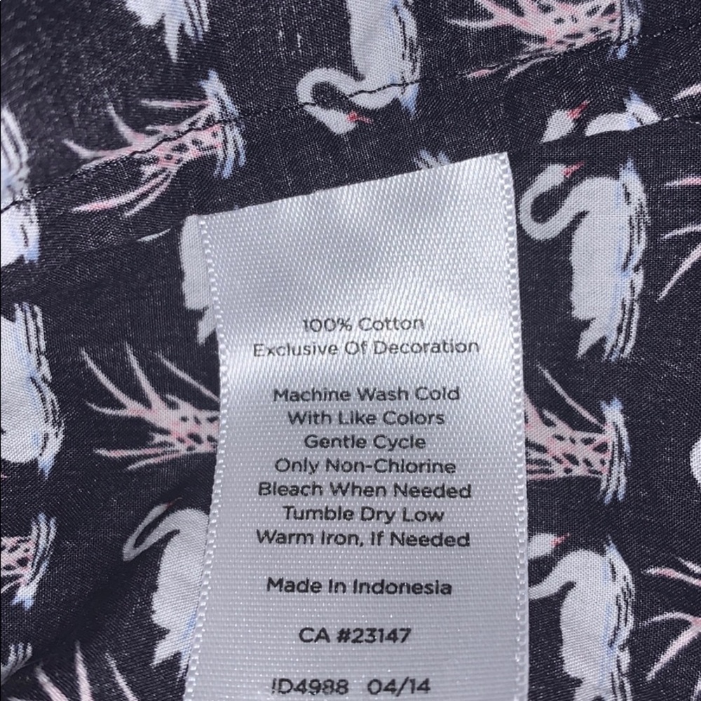 Talbots Button Down L/S Swan Pattern Collar Sz 10p - image 5